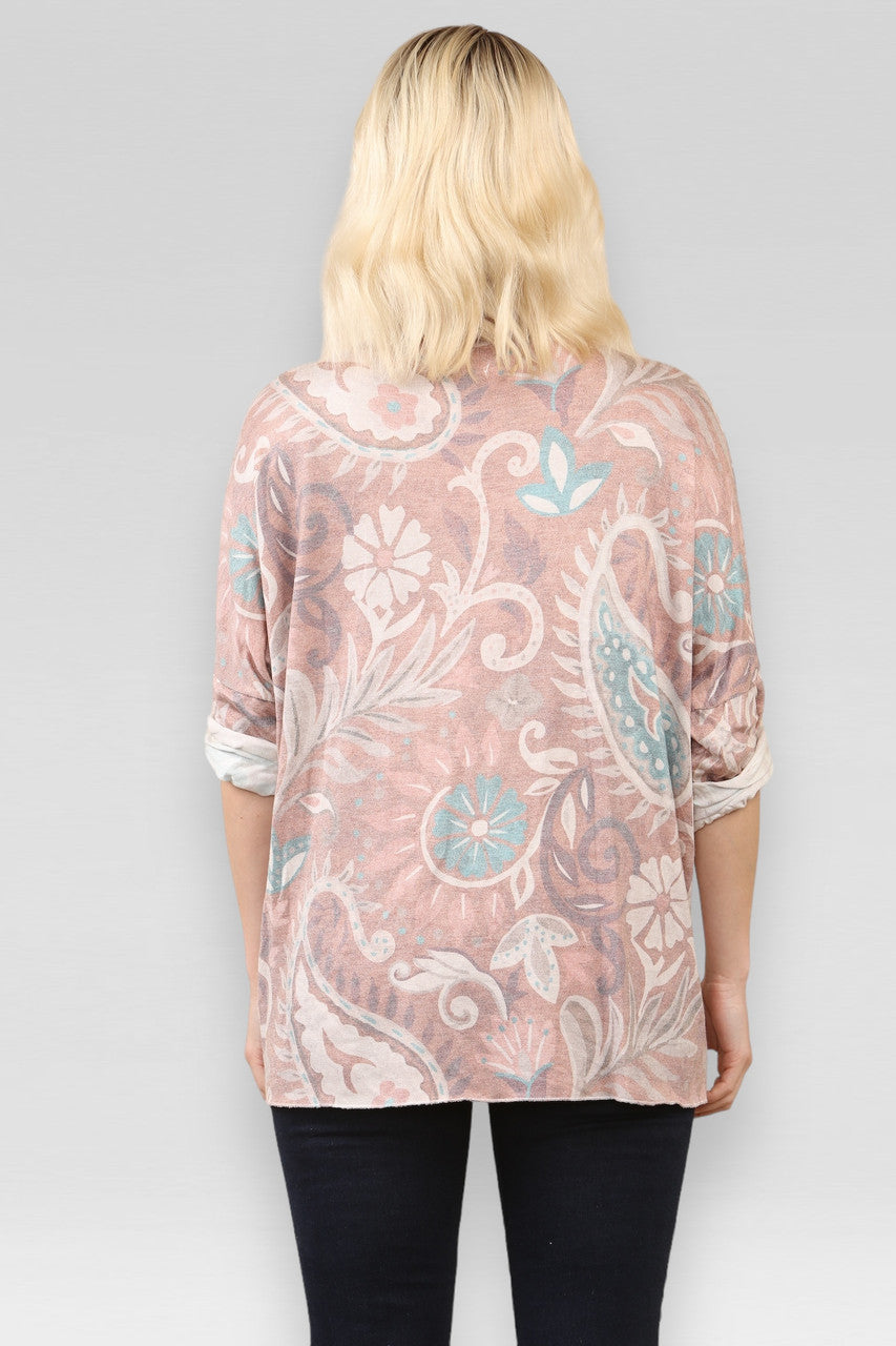 PAISLEY PRINT FIJNGEBREIDE TRUI TOP ROEST