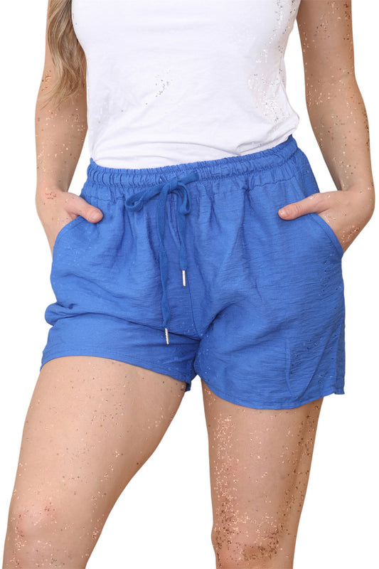 Dames shorts met trekkoord in de taille koningsblauw