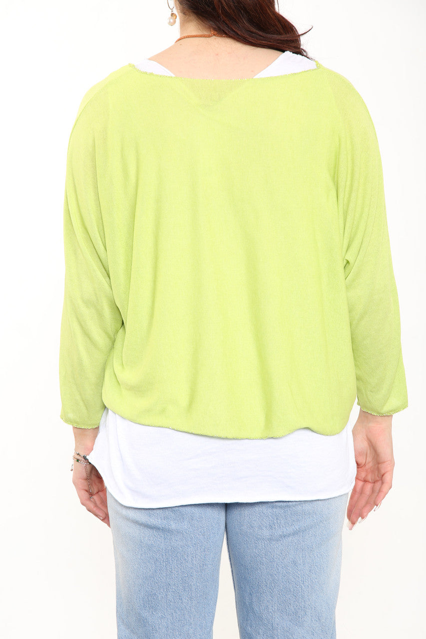 EFFEN 2-LAAGS TOP MET KETTING - LIMOEN