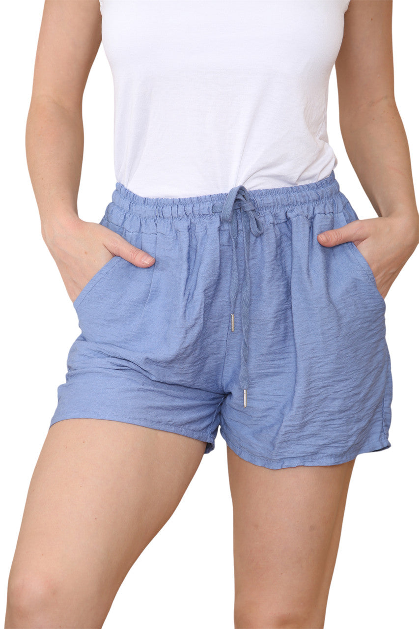 Ladies Drawstring Waist Shorts Denim