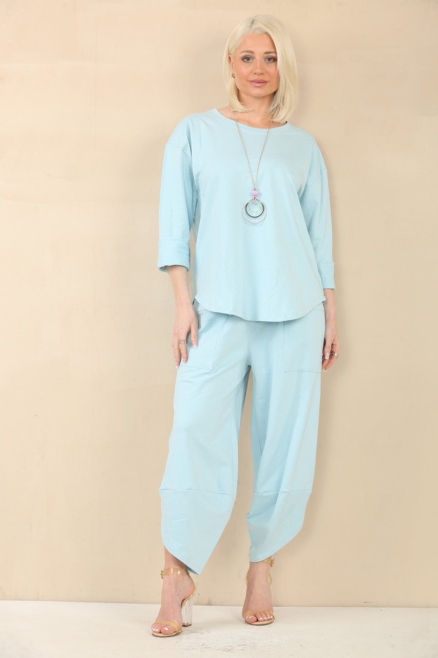 SWEATSHIRT & HAREM BROEK SET - LICHTBLAUW