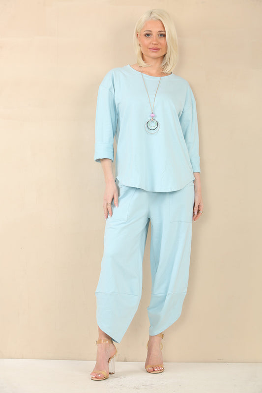 SWEATSHIRT & HAREM BROEK SET - LICHTBLAUW