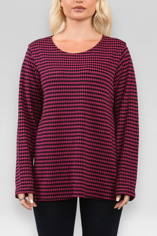 DOGTOOTH PRINT JUMPER MAGENTA