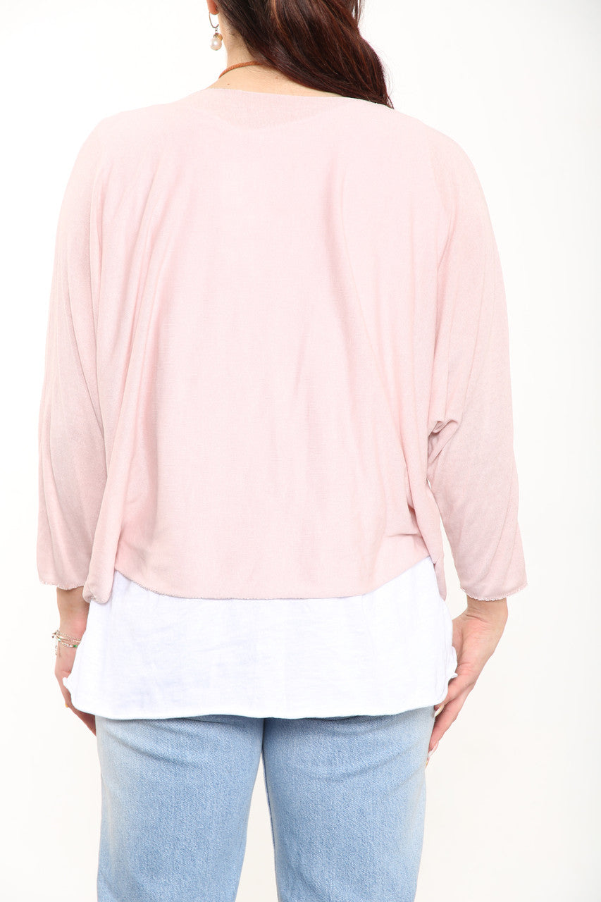 EENVOUDIG 2-LAAGS TOP MET KETTING - DUSTY ROZE