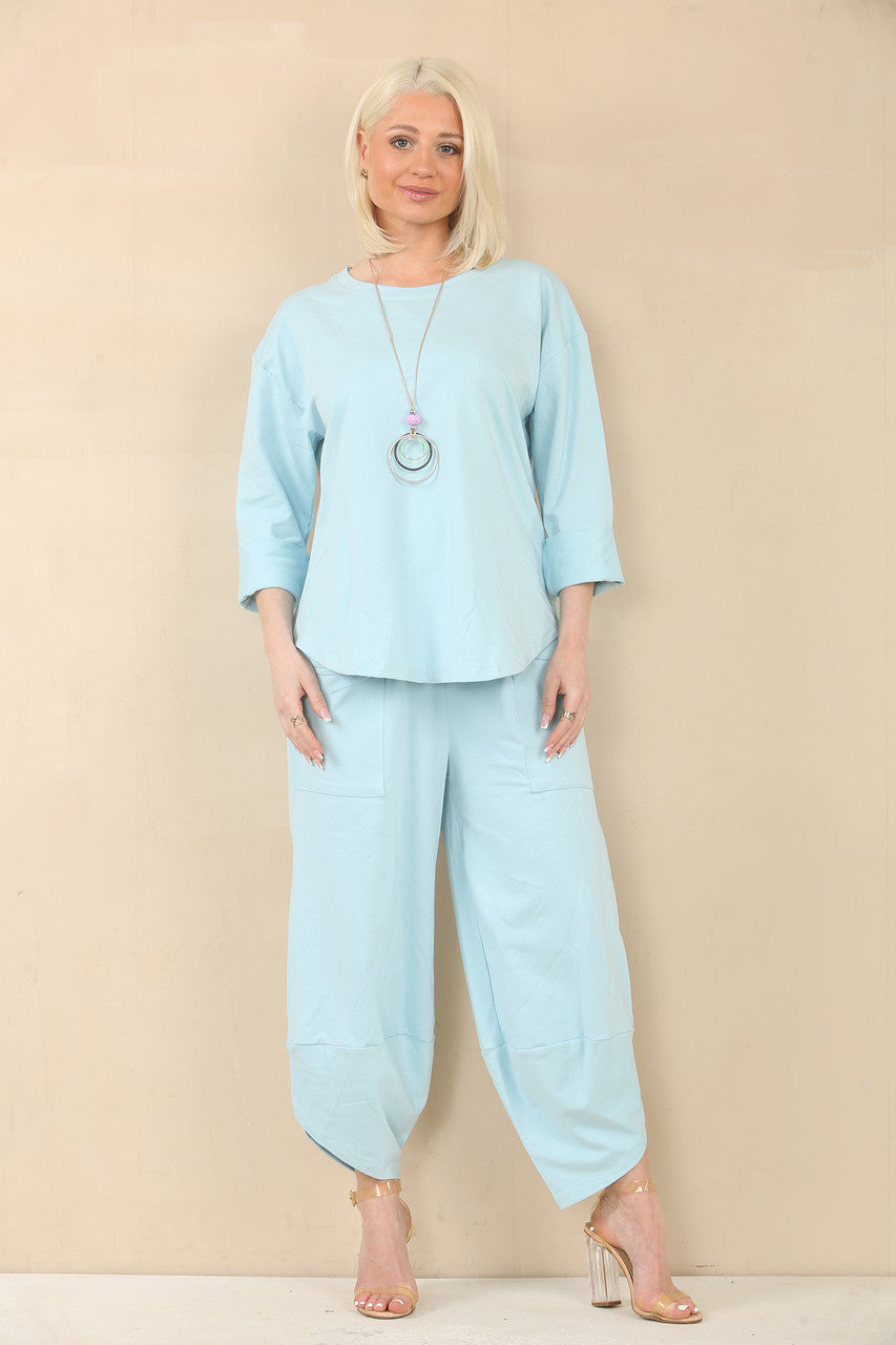 SWEATSHIRT & HAREM BROEK SET - LICHTBLAUW