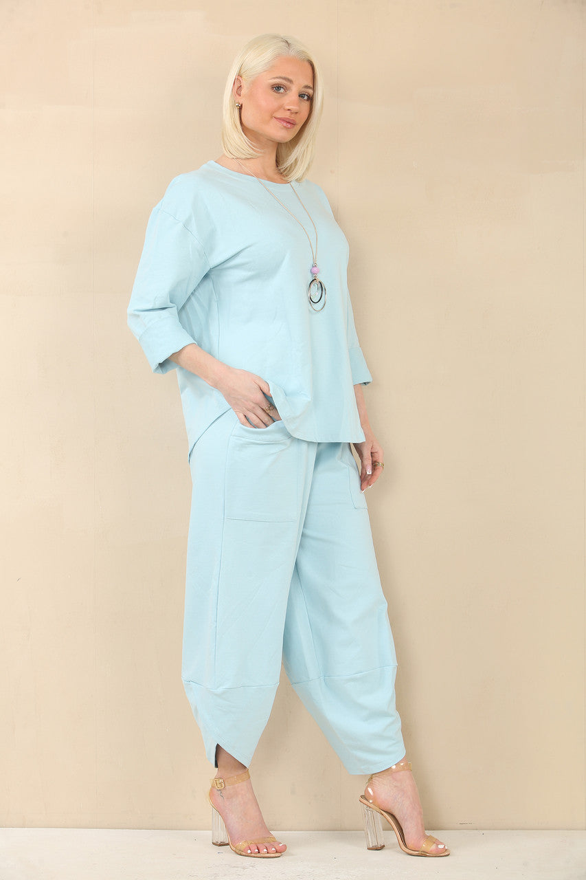 SWEATSHIRT & HAREM BROEK SET - LICHTBLAUW