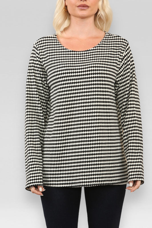 DOGTOOTH PRINT JUMPER WHITE