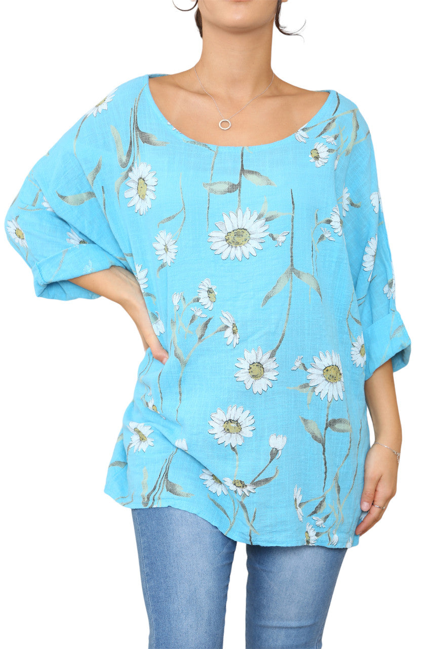 DAISY STENGEL PRINT TOP TURQUOIS