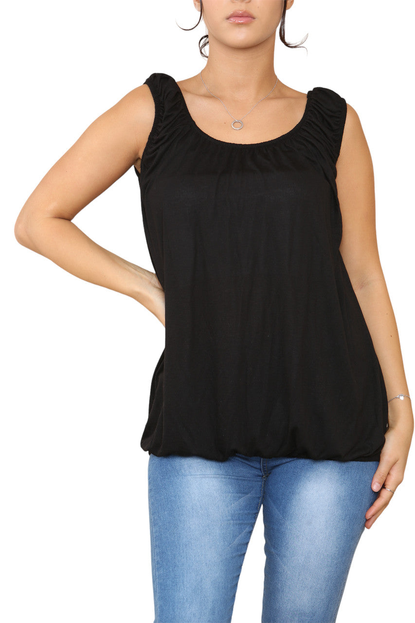 Ladies Plain Ruched Vest Black