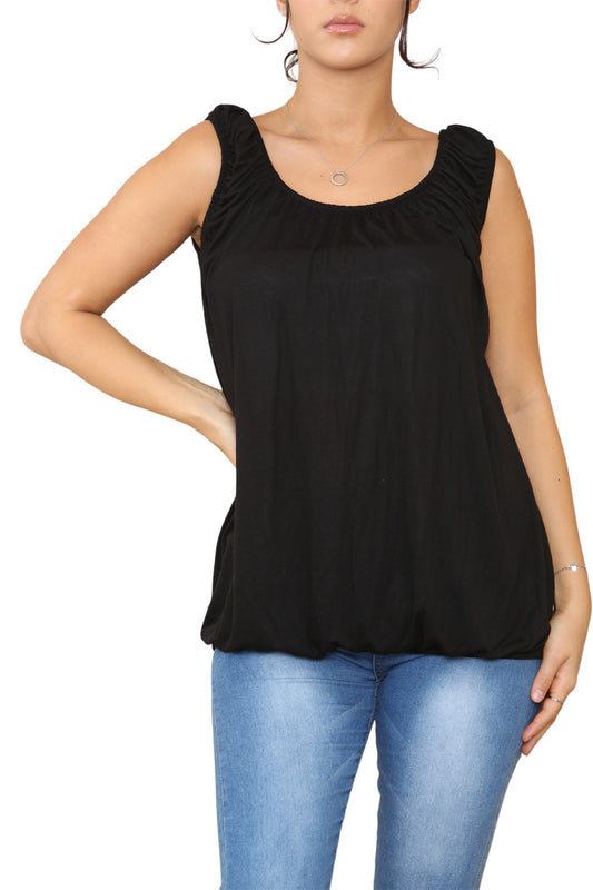 Ladies Plain Ruched Vest Black