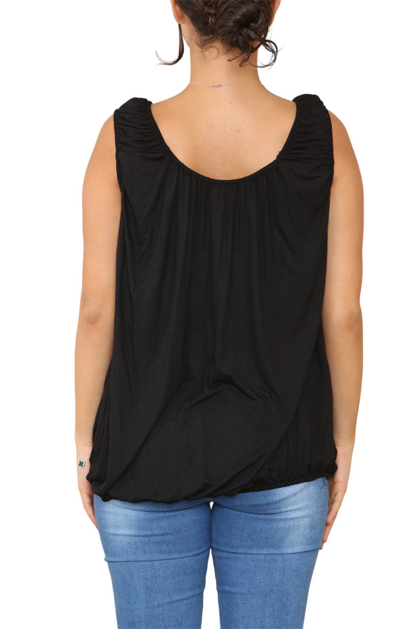 Ladies Plain Ruched Vest Black