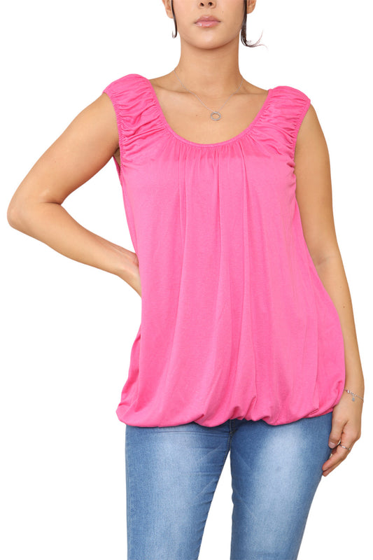 Ladies Plain Ruched Vest Cerise