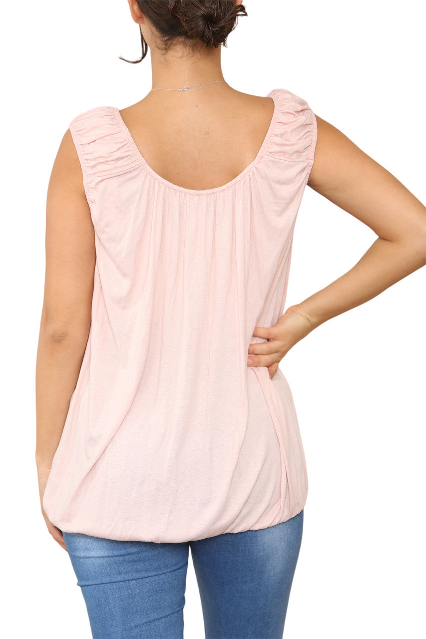 Ladies Plain Ruched Vest Dusty Pink
