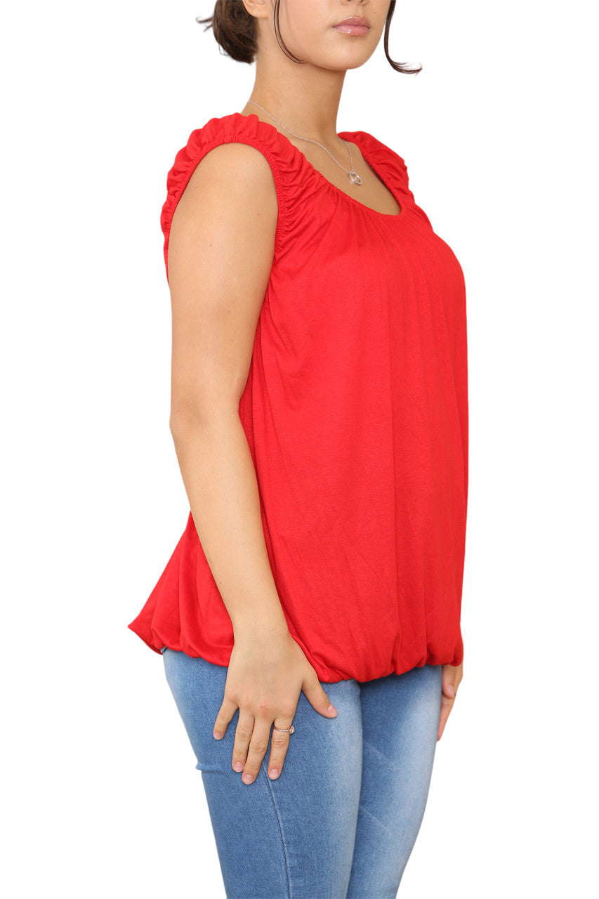 Ladies Plain Ruched Vest Red