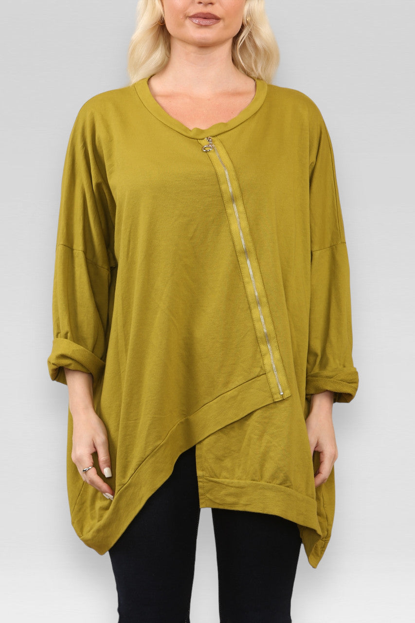 SWEATER MET RITS LIME