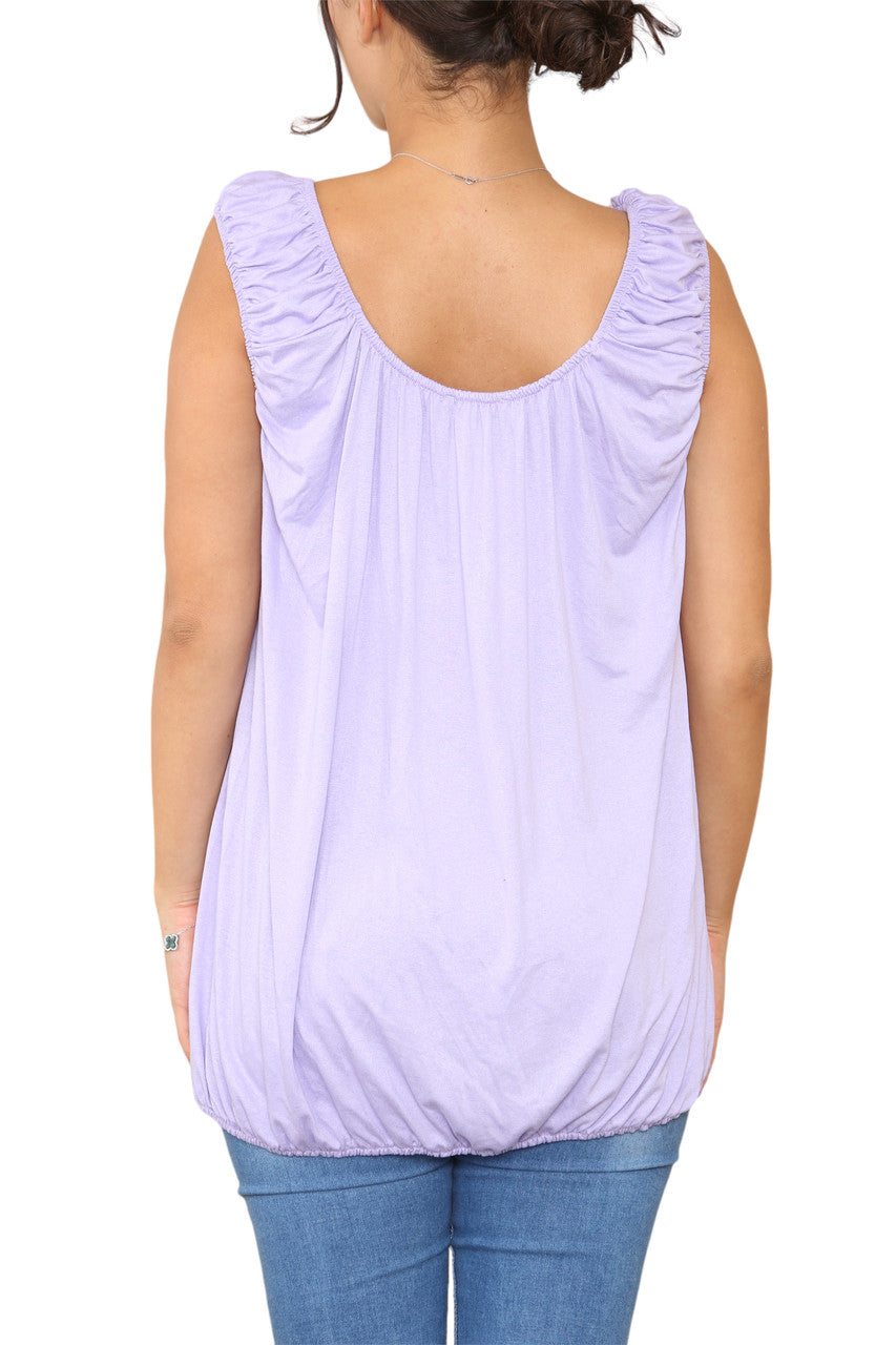Ladies Plain Ruched Vest Lilac