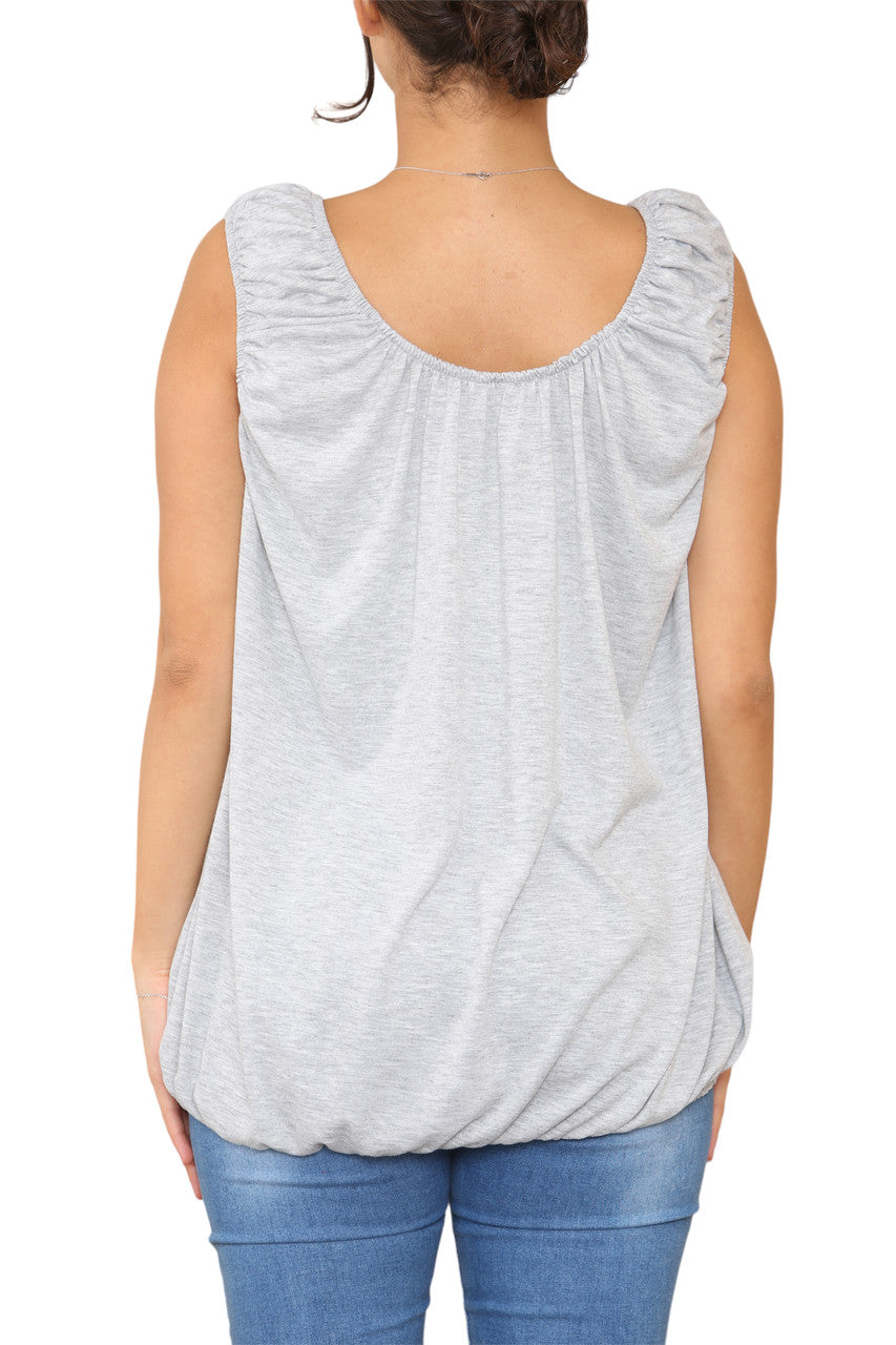 Ladies Plain Ruched Vest Grey