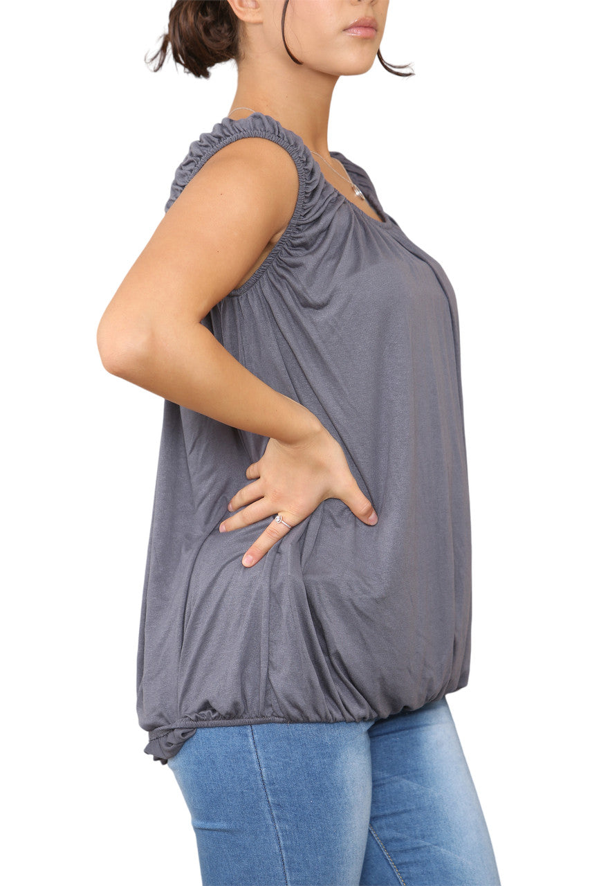 Ladies Plain Ruched Vest Charcoal