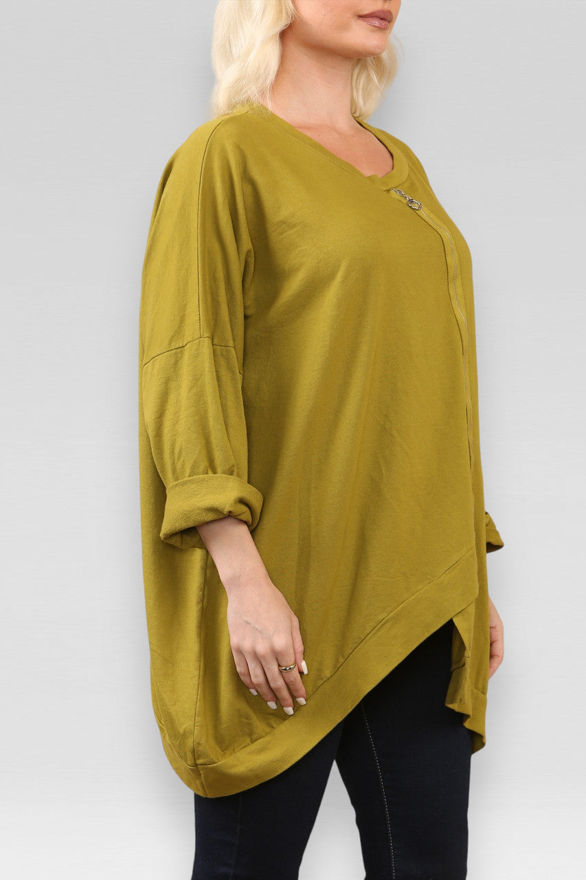 SWEATER MET RITS LIME