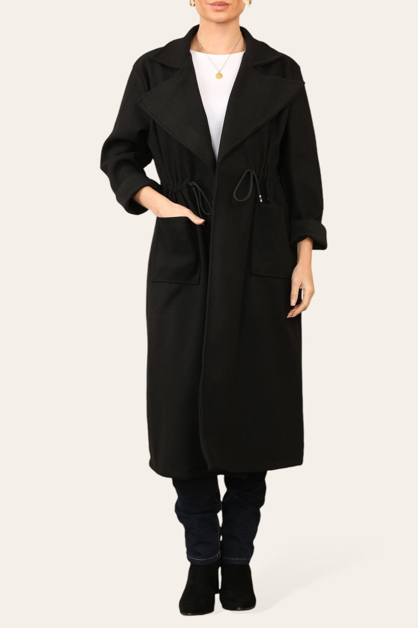 JAS MET TREKKOORD IN DE TAILLE – RELAXED FIT – ZWART