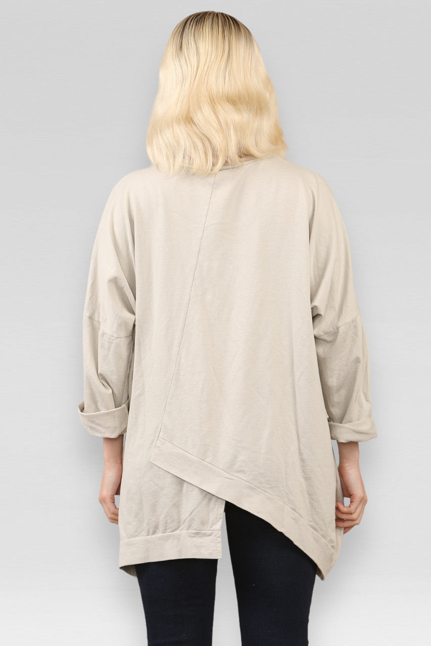 SWEATER MET RITS AAN DE VOORKANT STEENGRIJS