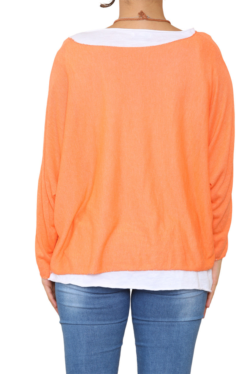 EFFEN TOP MET 2 LAGEN EN KETTING - ORANJE