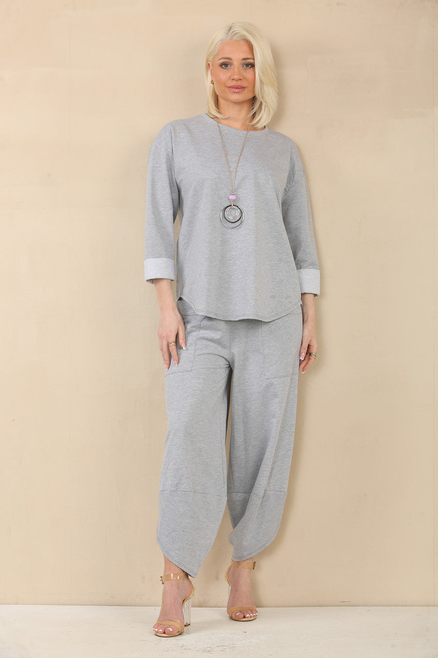 SWEAT TOP & HAREM BROEK SET - GRIJS