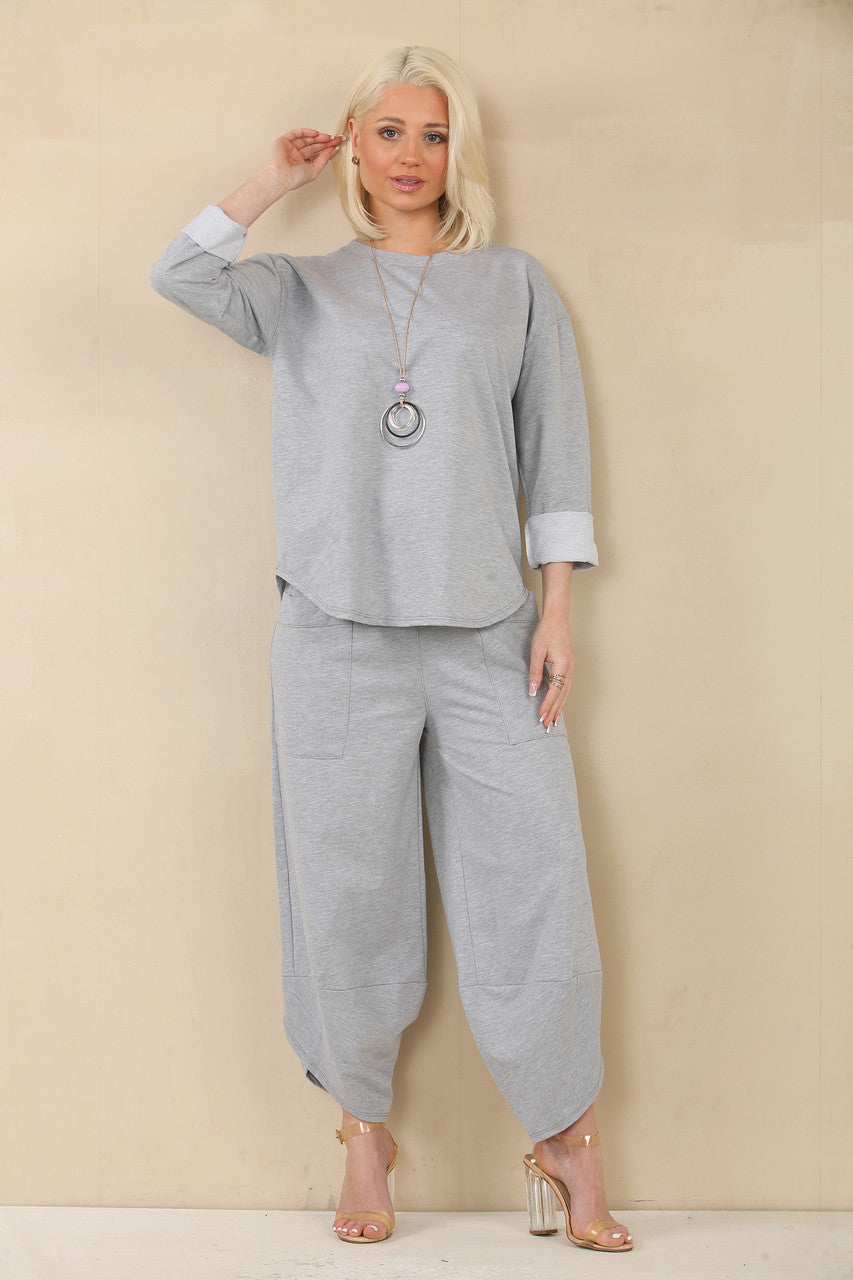 SWEAT TOP & HAREM BROEK SET - GRIJS