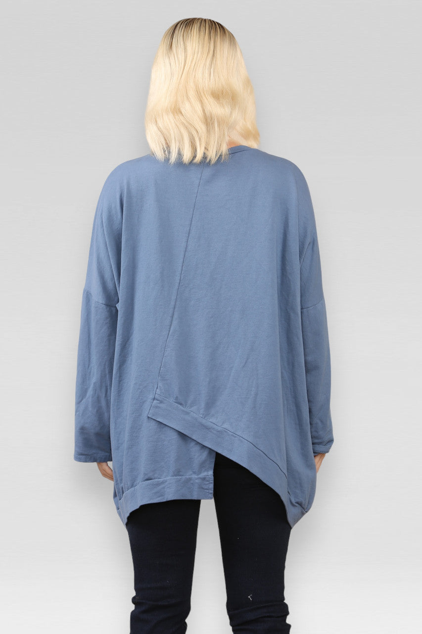 SWEATER MET RITS EN DENIMDETAILS