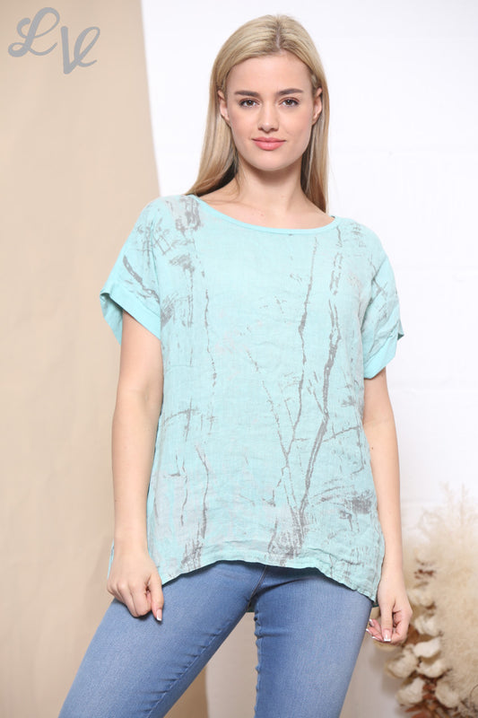 Ladies Marble Print Top Mint