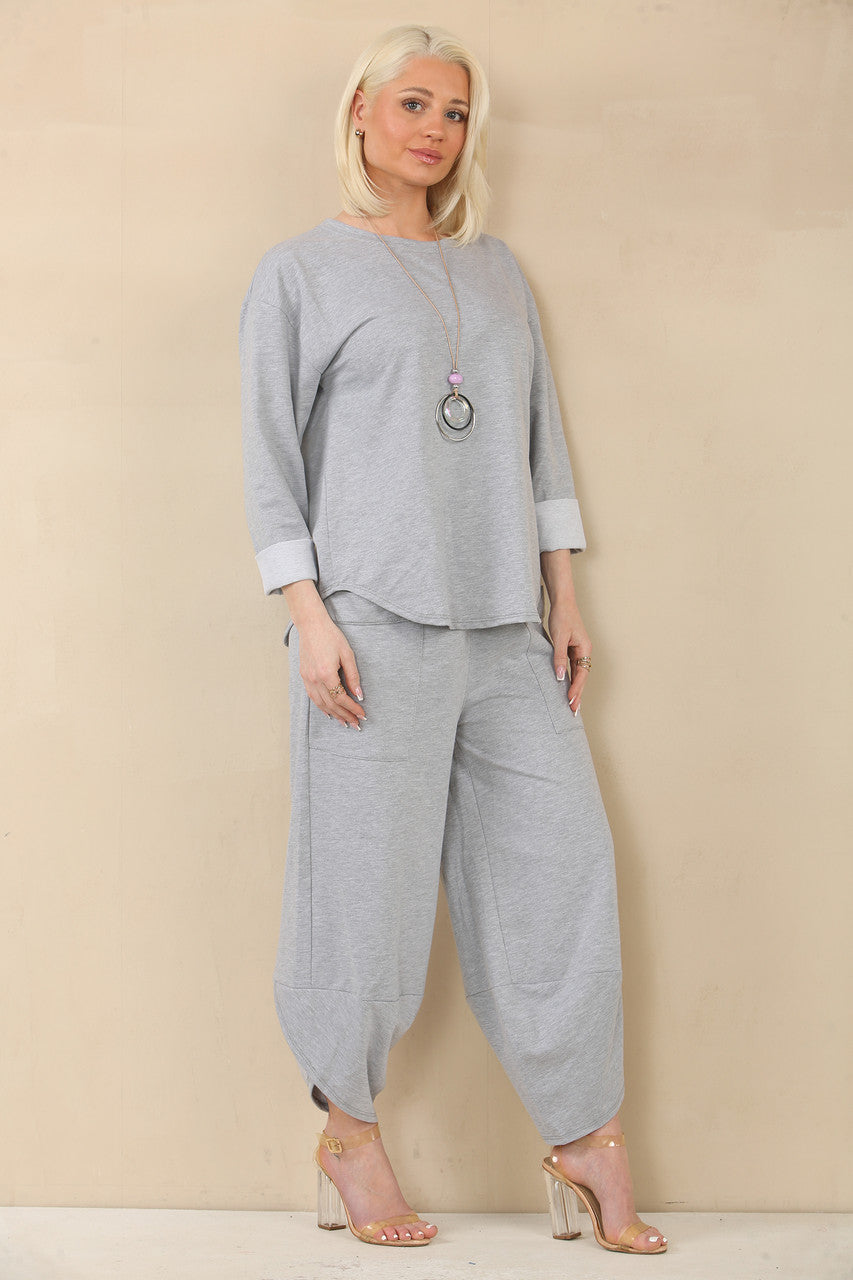 SWEAT TOP & HAREM BROEK SET - GRIJS