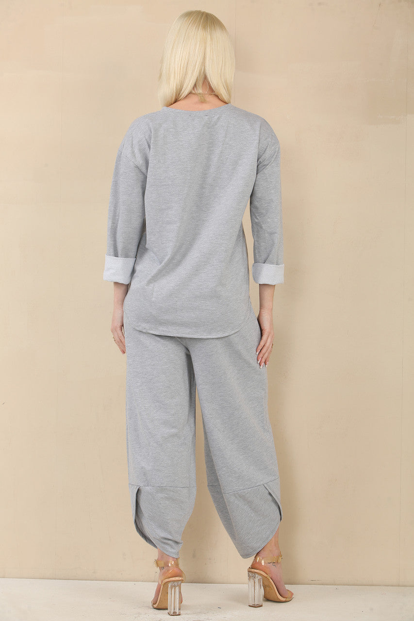 SWEAT TOP & HAREM BROEK SET - GRIJS