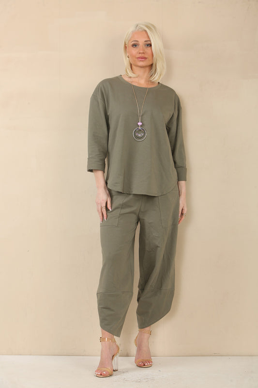 SWEATER & HAREM BROEK SET - KHAKI