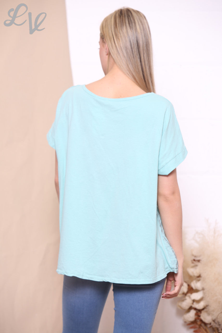 Ladies Marble Print Top Mint