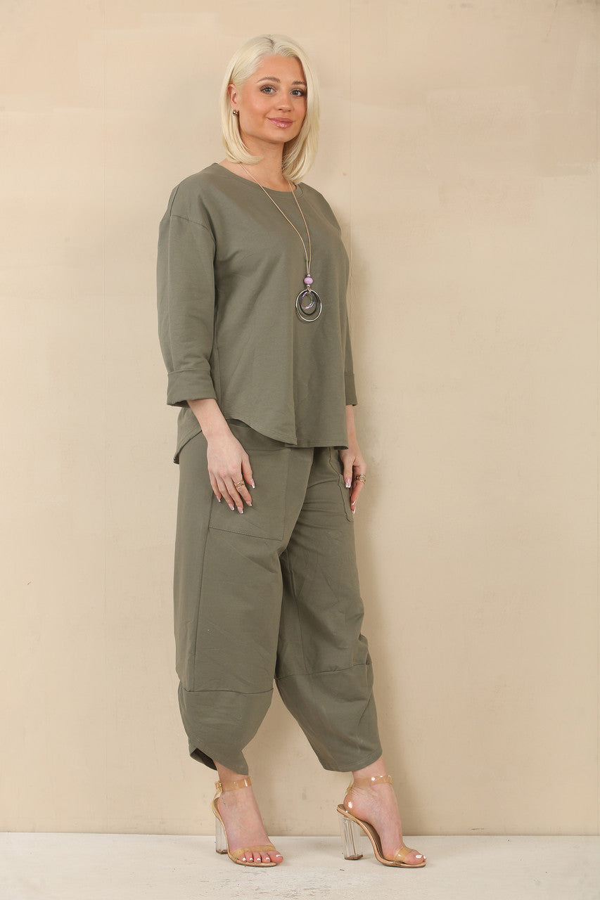 SWEATER & HAREM BROEK SET - KHAKI