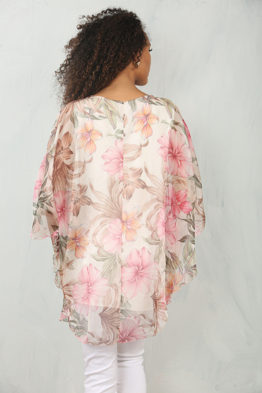 BLOUSE MET BLOEMEN- EN BLADERENPRINT - CRÈME