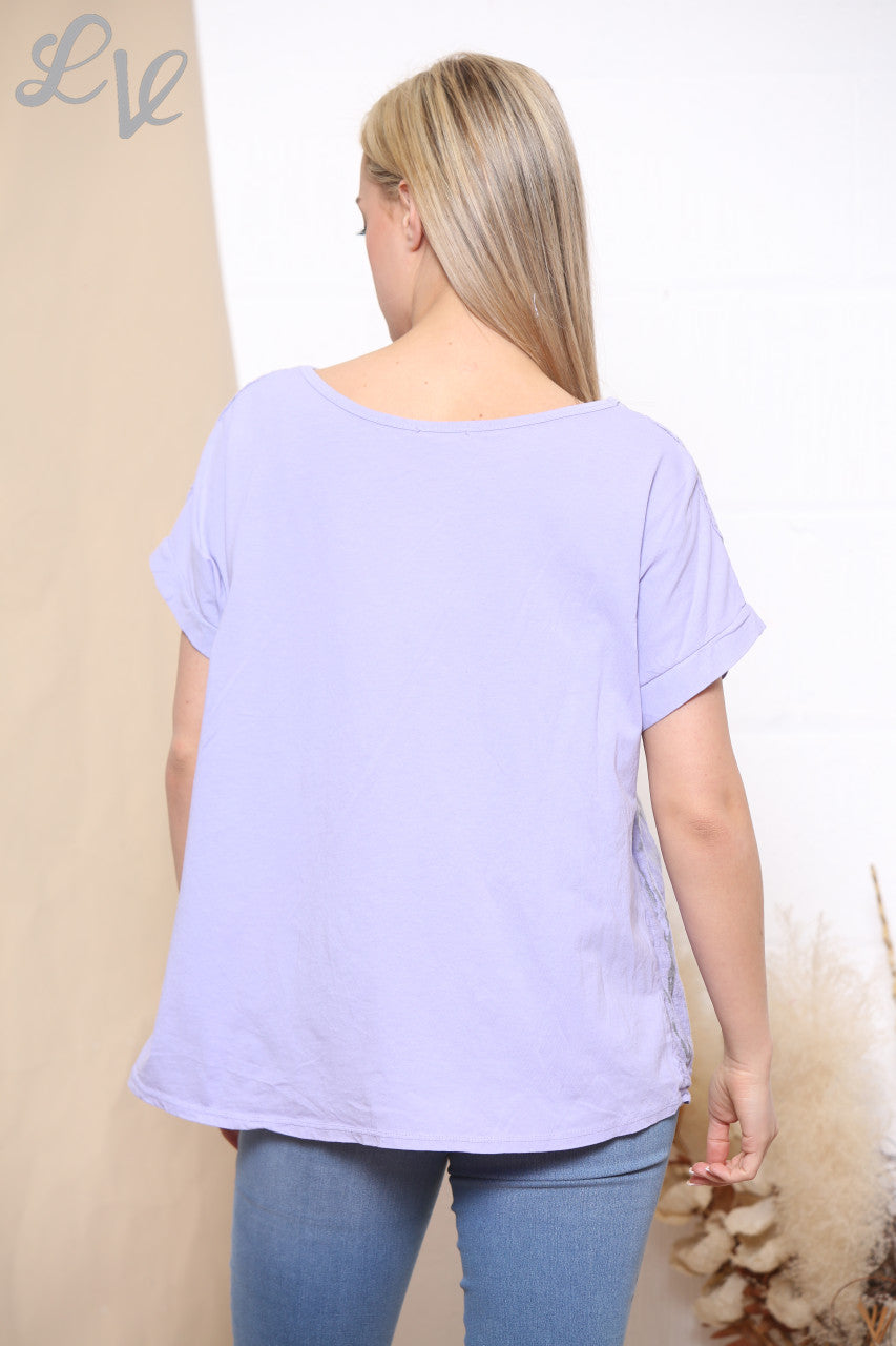 Ladies Marble Print Top Lilac