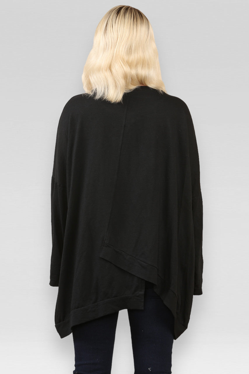 SWEATSHIRT MET RITS ZWART