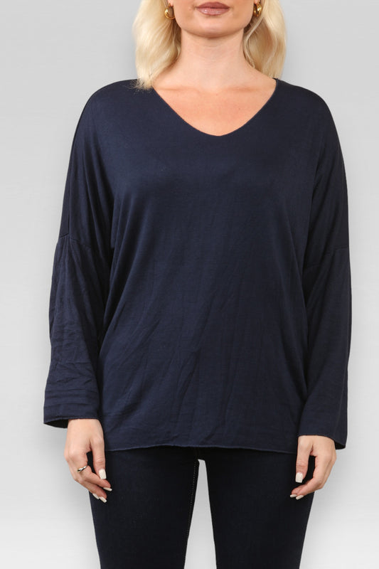 EENVOUDIG FIJNGEBREID TOPJE MARINEBLAUW