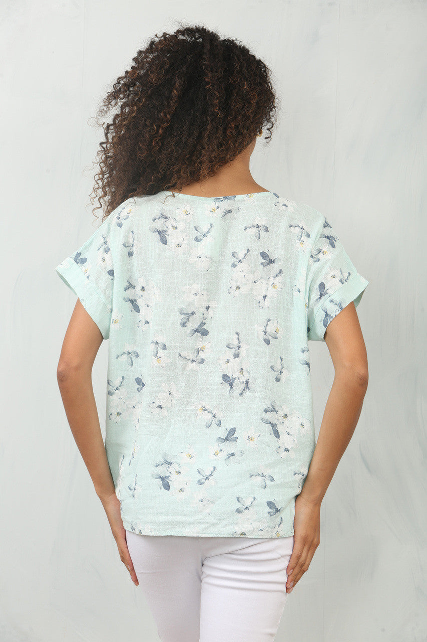TOP MET BLOEMENPRINT MINT