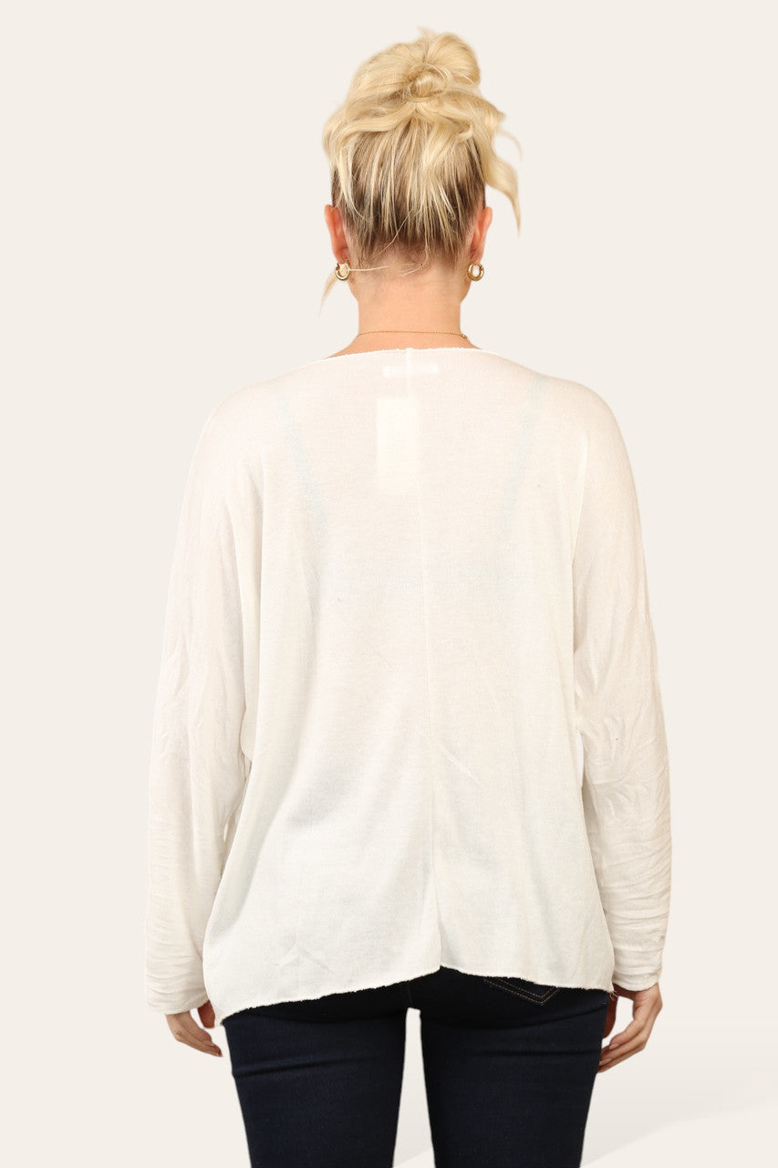 TIGER DIMANTE SHOULDER FINE KNIT JUMPER TOP CREAM