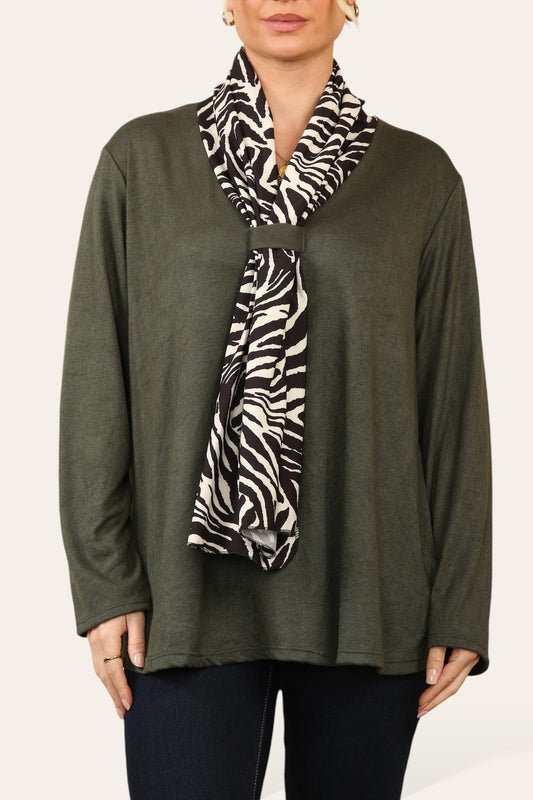 DIERENPRINT SJAAL TRUI TOP KHAKI
