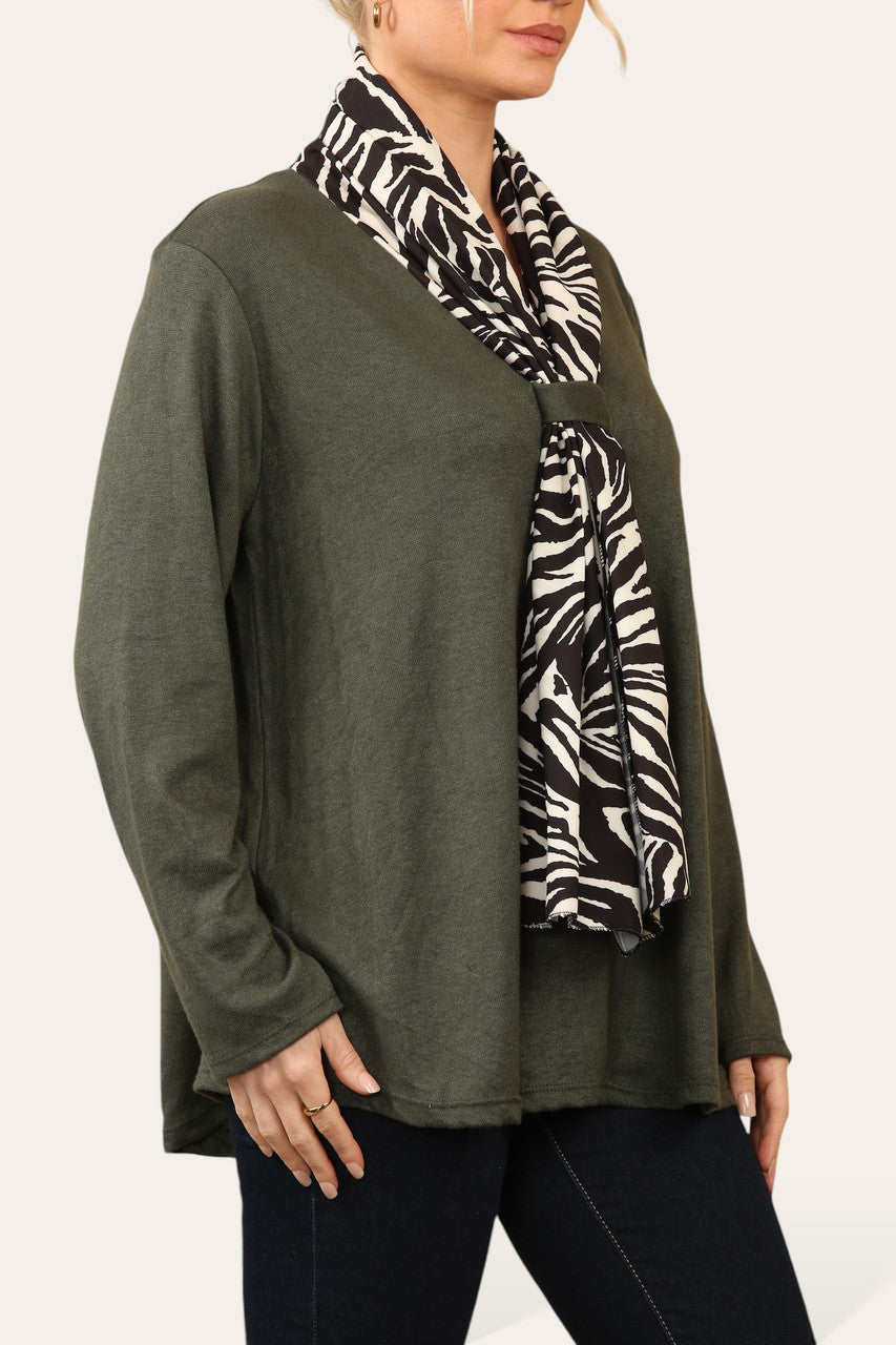 DIERENPRINT SJAAL TRUI TOP KHAKI