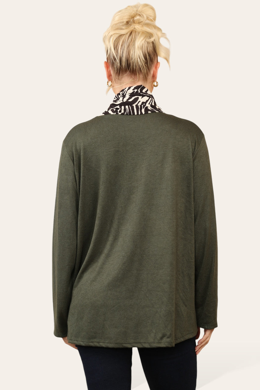 DIERENPRINT SJAAL TRUI TOP KHAKI