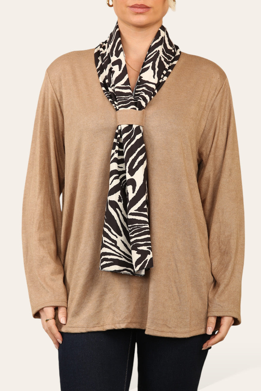 DIERENPRINT SJAAL TRUI TOP TAN
