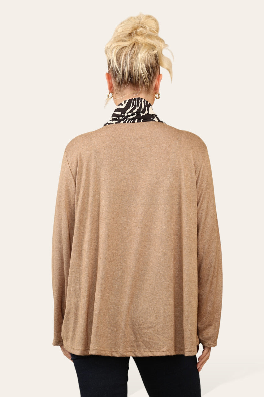 DIERENPRINT SJAAL TRUI TOP TAN