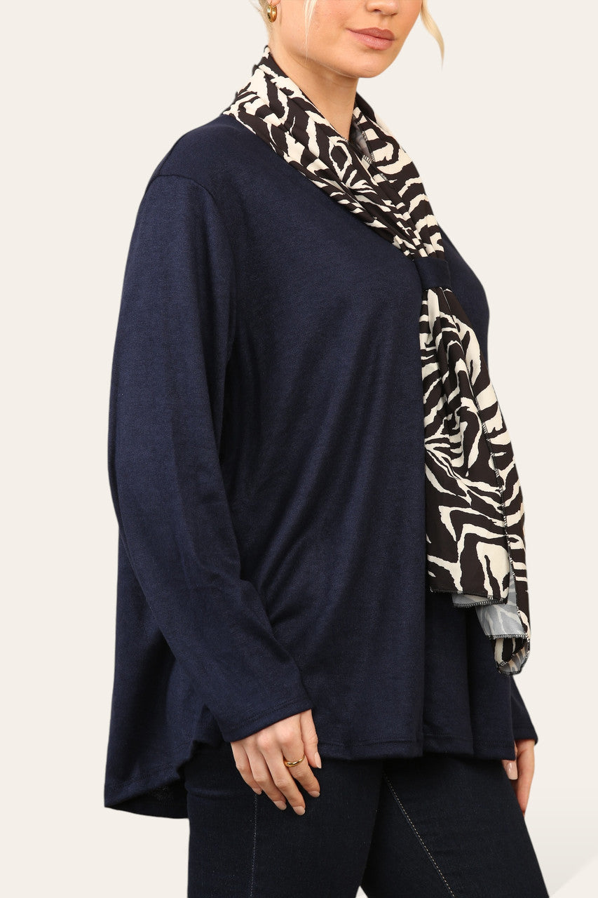 DIERENPRINT SJAAL TRUI TOP MARINEBLAUW