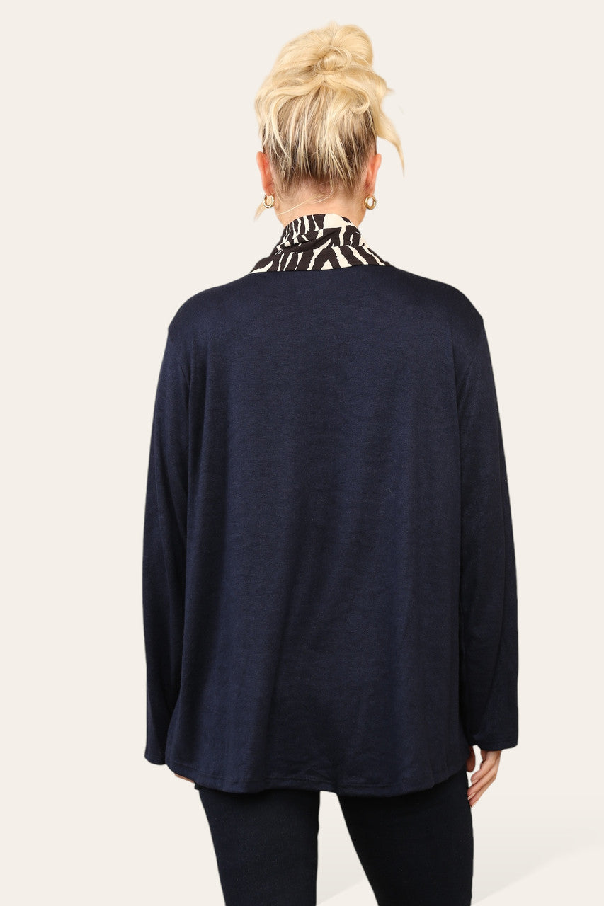 DIERENPRINT SJAAL TRUI TOP MARINEBLAUW