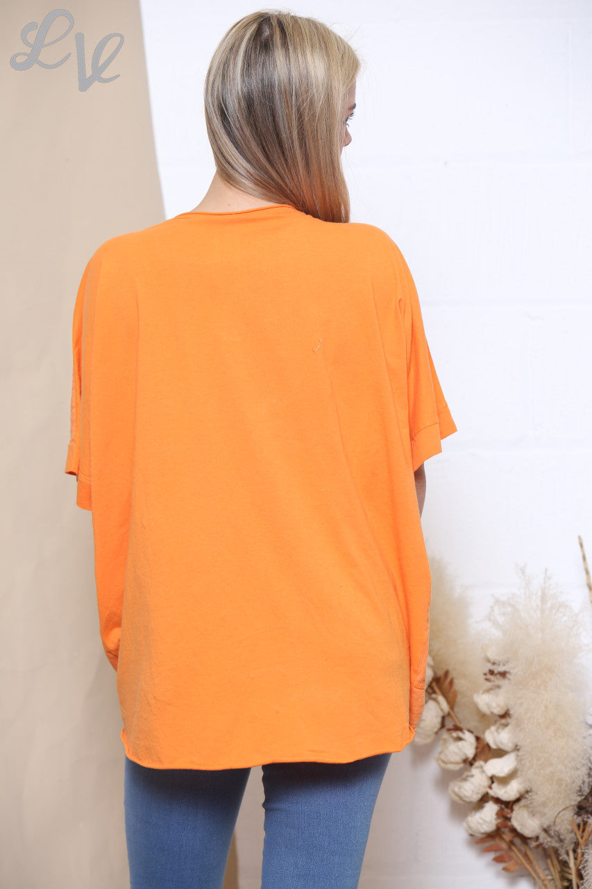 Ladies Peace Sign Top Orange