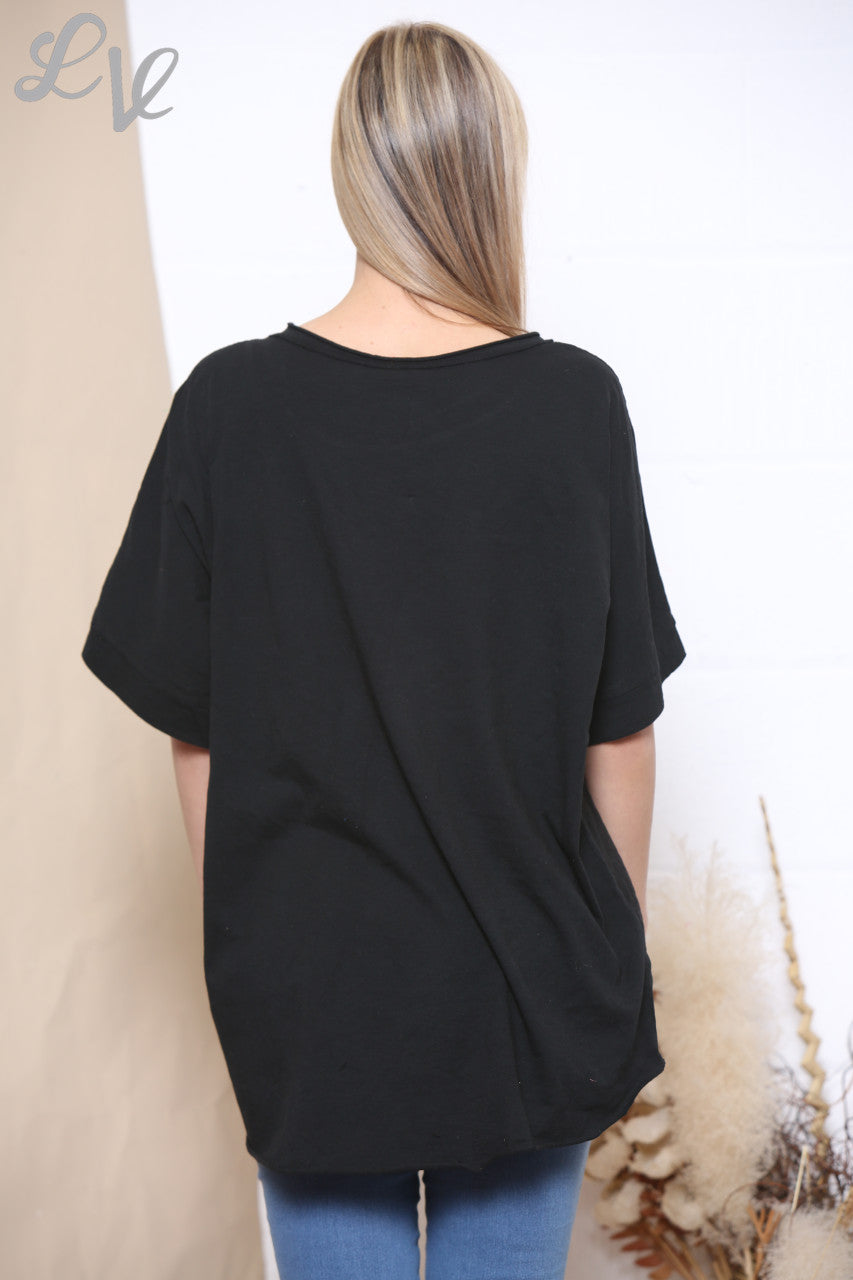 Dames Peace Sign Top Zwart
